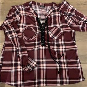 Long sleeve burgundy flannel